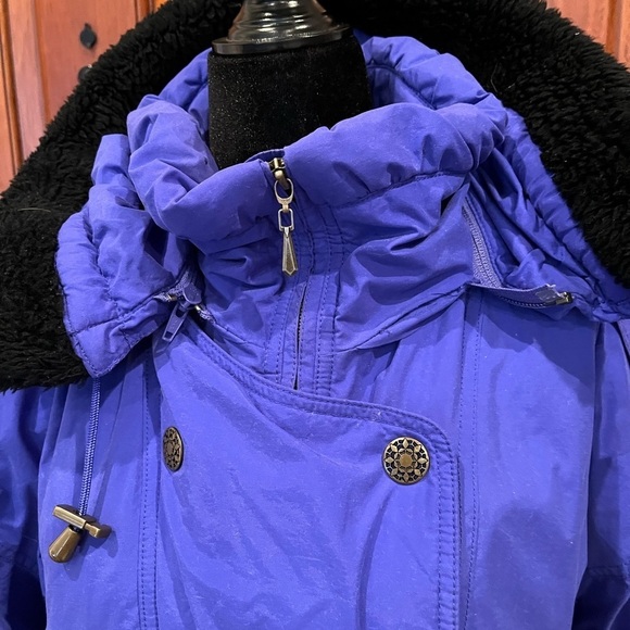 Vintage Edelweiss Skiwear Blue/Purple Embroidery Ski Coat Parka Size Medium - Picture 2 of 11